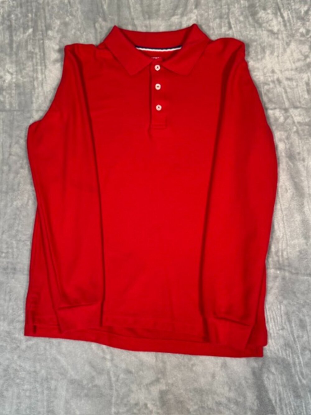 French Toast Boys XL 14-16 Red Long Sleeve Pique School Uniform Polo